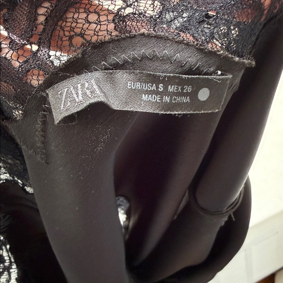 Zara Asymmetrical Black Lace Trim Cami Top - Picture 9 of 9